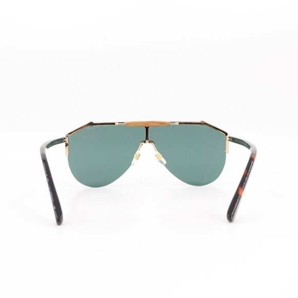 Gucci GG0584 Shield Sunglasses Gold Havana Green OS - Picture 4 of 16